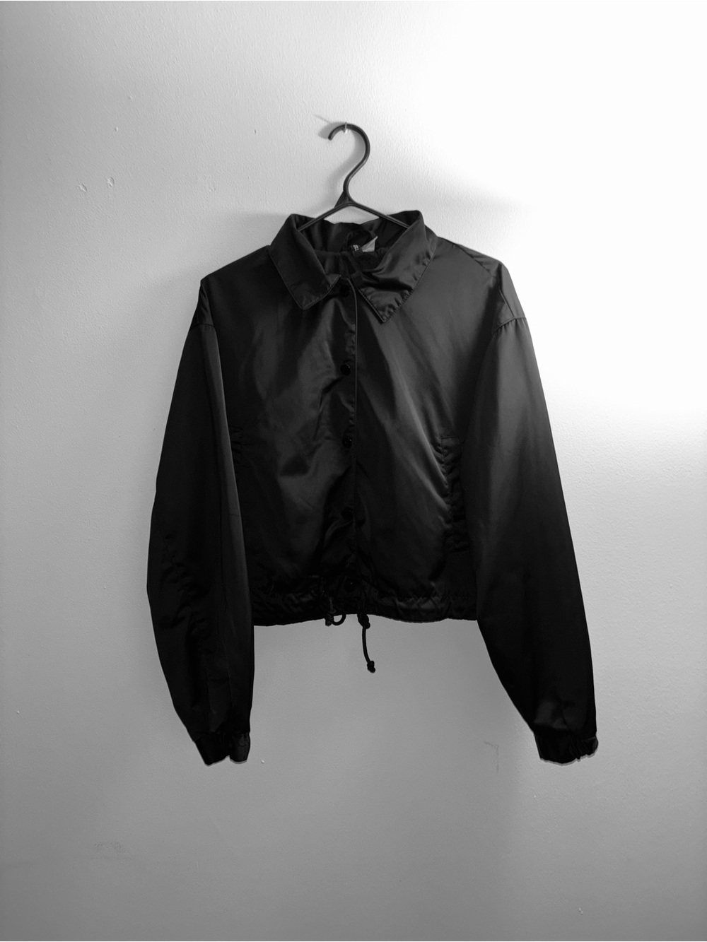 H&M Black Cropped Bomber Jacket